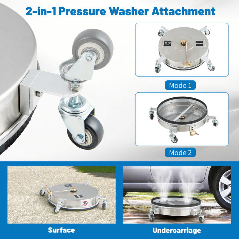 4000PSI Pressure Washer Surface Cleaner Stainless Steel with Casters