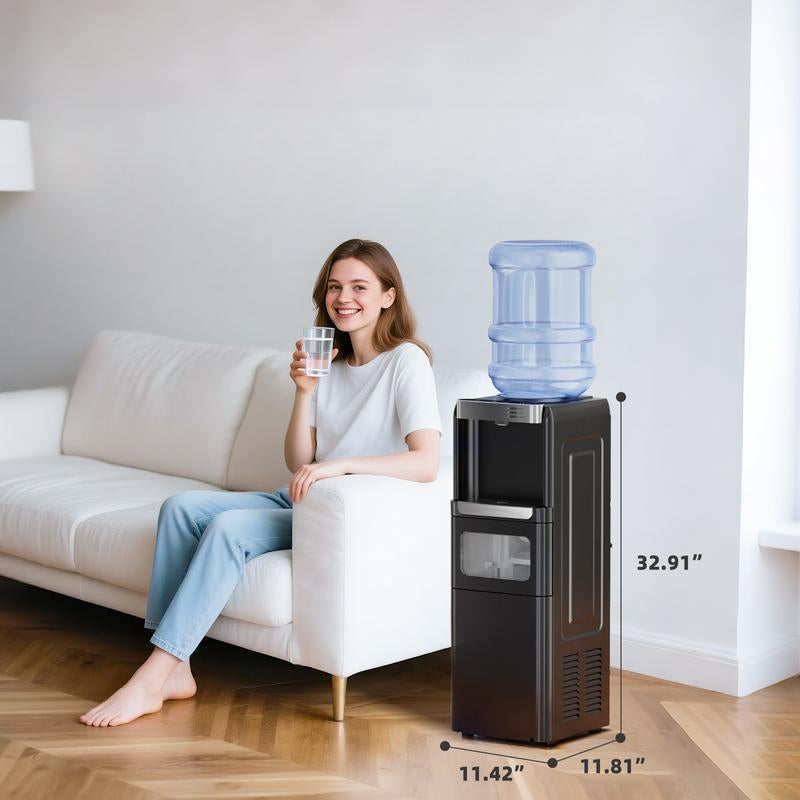 Antarctic Star 3-In-1 Hot and Cold Water Cooler Dispenser with Built-In Ice Maker, for 3 to 5 Gallon Bottle Water Dispenser,With Child Safety Lock,Black