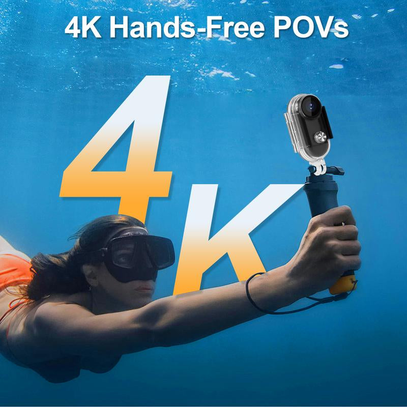 128GB 4K Thumb Action Camera, Thumb POV Portable Body Cam, Tiny Size, Hands Free, Mount Anywhere Magnetic Sport DV, Bike Cycling, Pet, Vlogging Water Proof Recording Handycam Automatic Phone Card, Thumb Action Camcorder