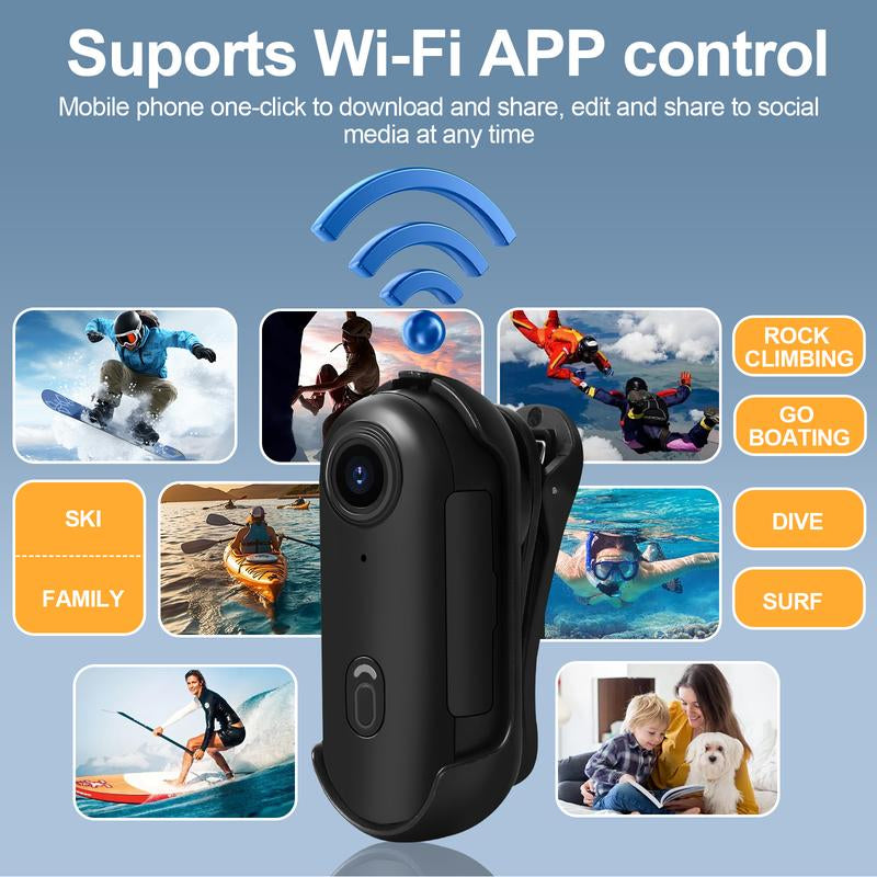 128GB 4K Thumb Action Camera, Thumb POV Portable Body Cam, Tiny Size, Hands Free, Mount Anywhere Magnetic Sport DV, Bike Cycling, Pet, Vlogging Water Proof Recording Handycam Automatic Phone Card, Thumb Action Camcorder