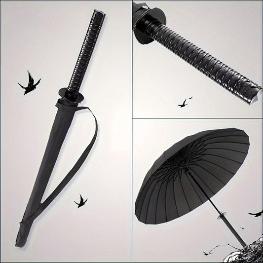 <Local Delivery>Samurai Umbrella Metal Steel Windproof Semi-Automatic Ninja Samurai Umbrella, the Best Creative Gift (24 Bone)