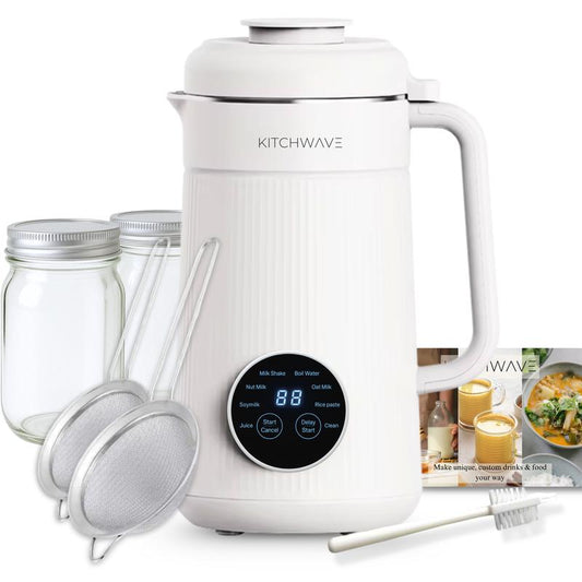 8-In-1 Nut Milk Maker 40Oz/1200Ml – Automatic, Self-Cleaning, Delay Start, Keep Warm, Boil Water, Easy to Use – 304 Stainless Steel – White